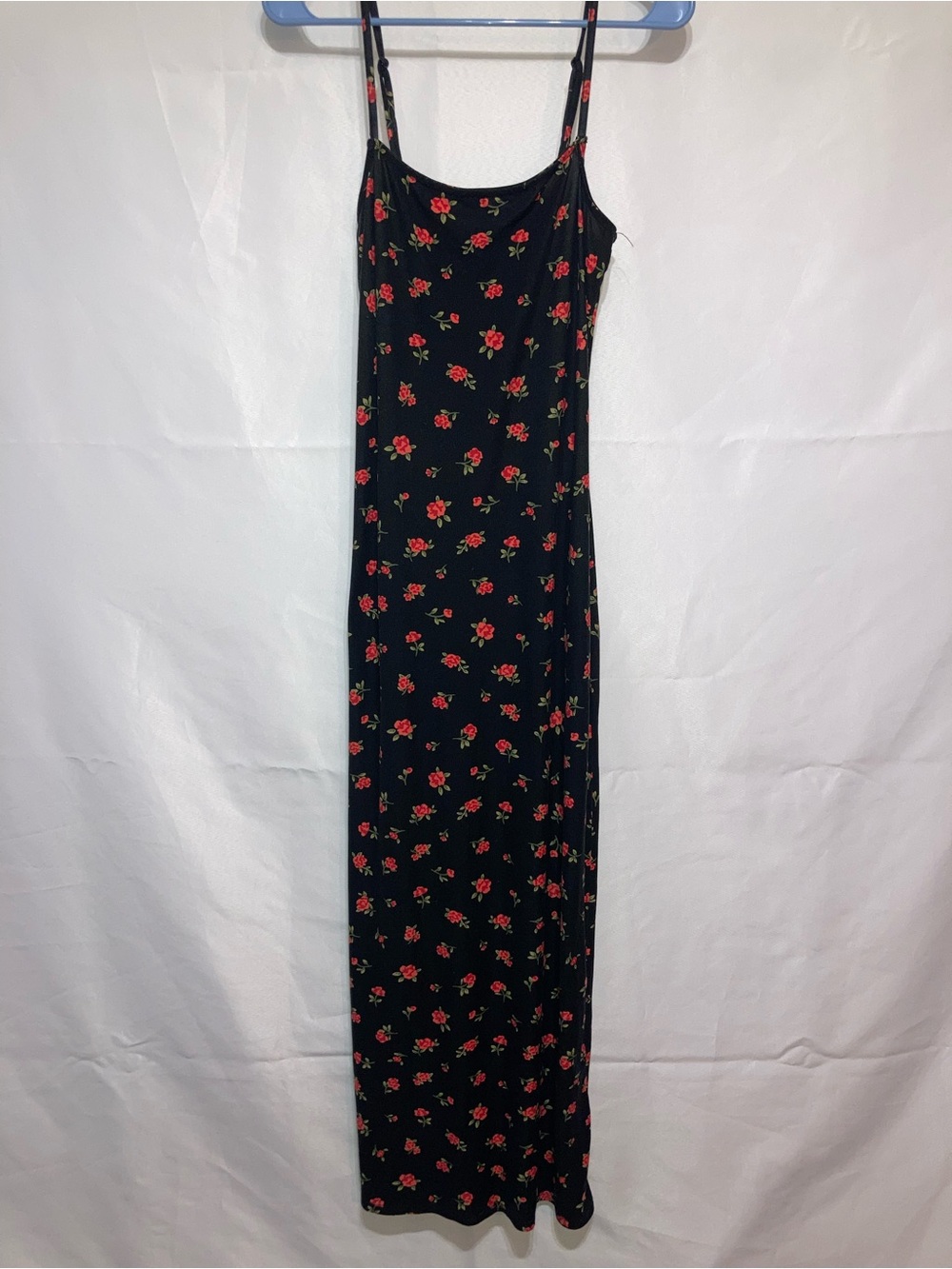 Derek Heart Black Maxi Dress with Red Rose Print